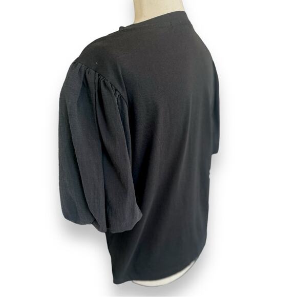 Sanctuary - Dream State Tee, Black Puff Sleeve Top Size Medium - Picture 4 of 13